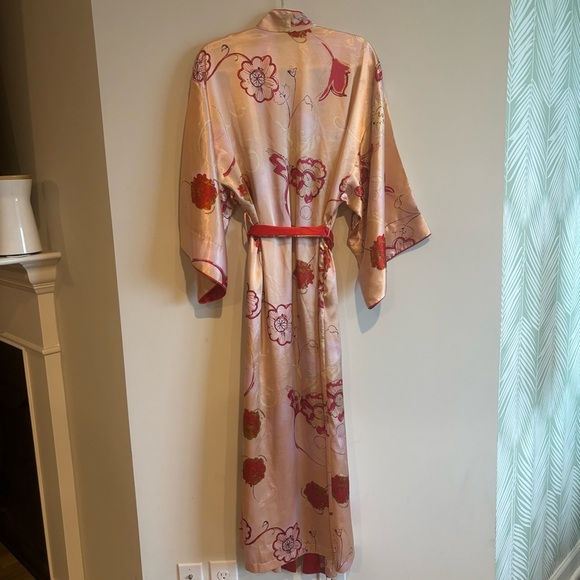 Natori Light Pink Floral Satin Kimono Robe Small Intimates Sleepwear - Picture 10 of 12